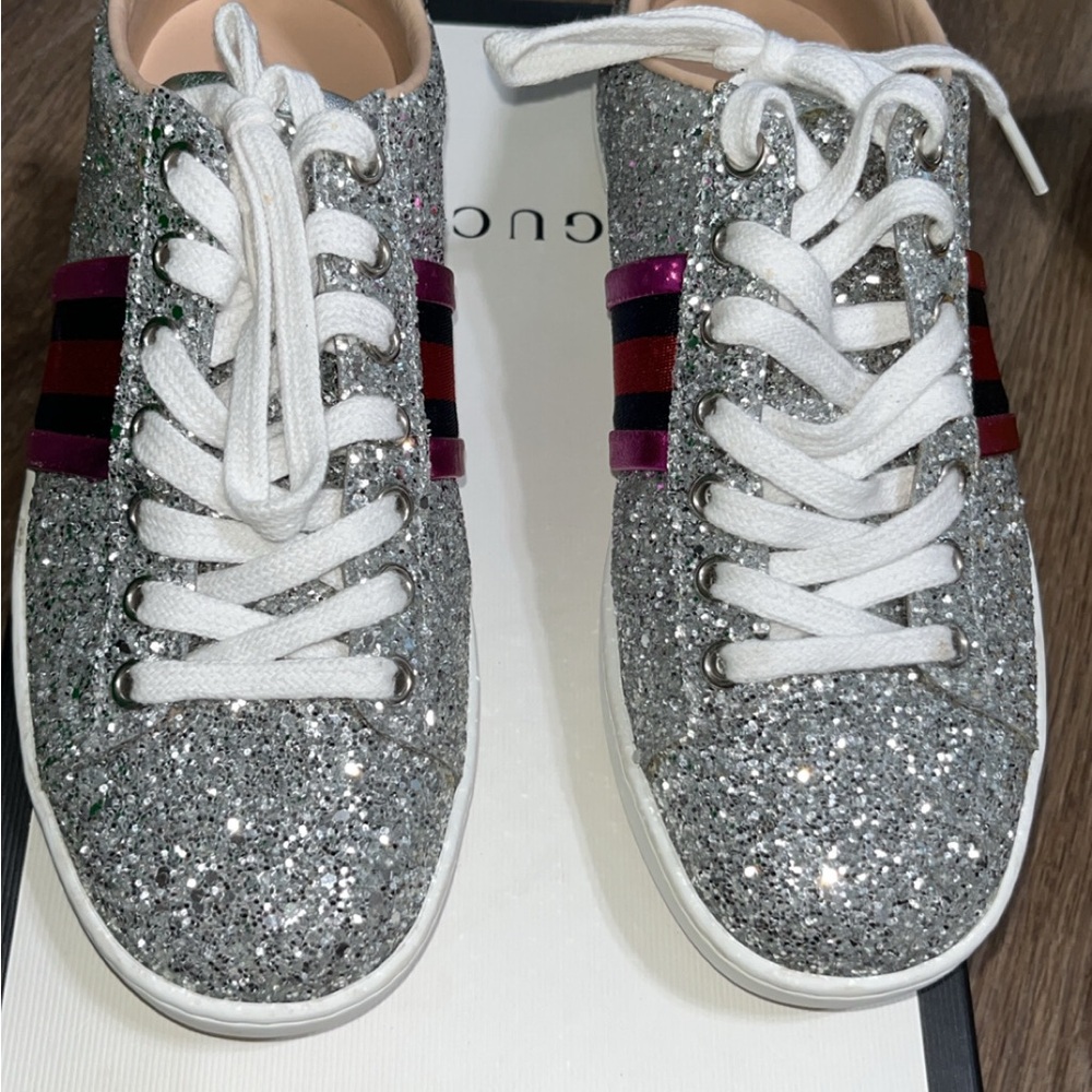 Gucci Silver Glitter Women's Sneakers